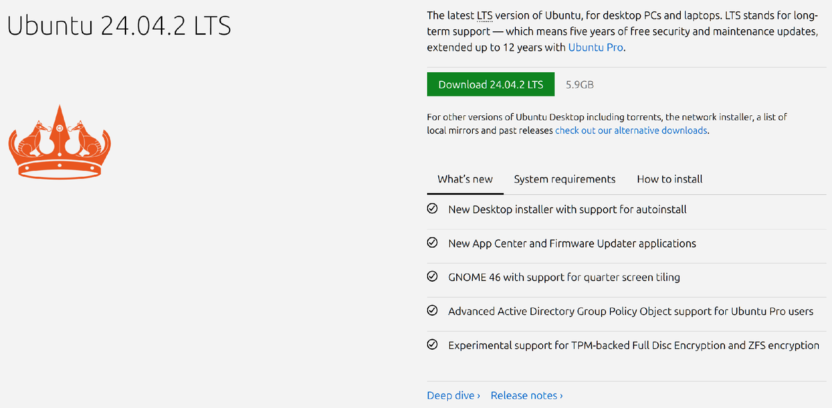Скачивание ISO-образа Ubuntu 24.04