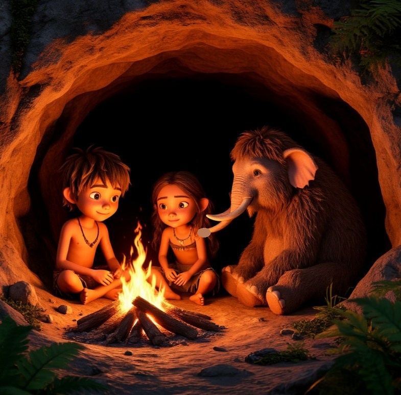 В пещере. Иллюстрация создана в Шедеврум.