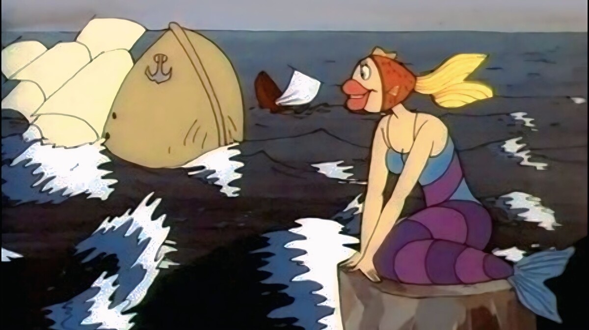 Кадр из мультфильма «В синем море, в белой пене…», 1984 год, режиссер Роберт Саакянц