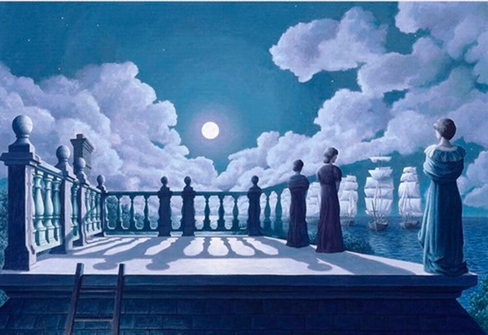 КАРТИНА ХУДОЖНИКА РОБА ГОНСАЛВЕСА / ROB GONSALVES " ПРОГУЛКА ВДОВ "