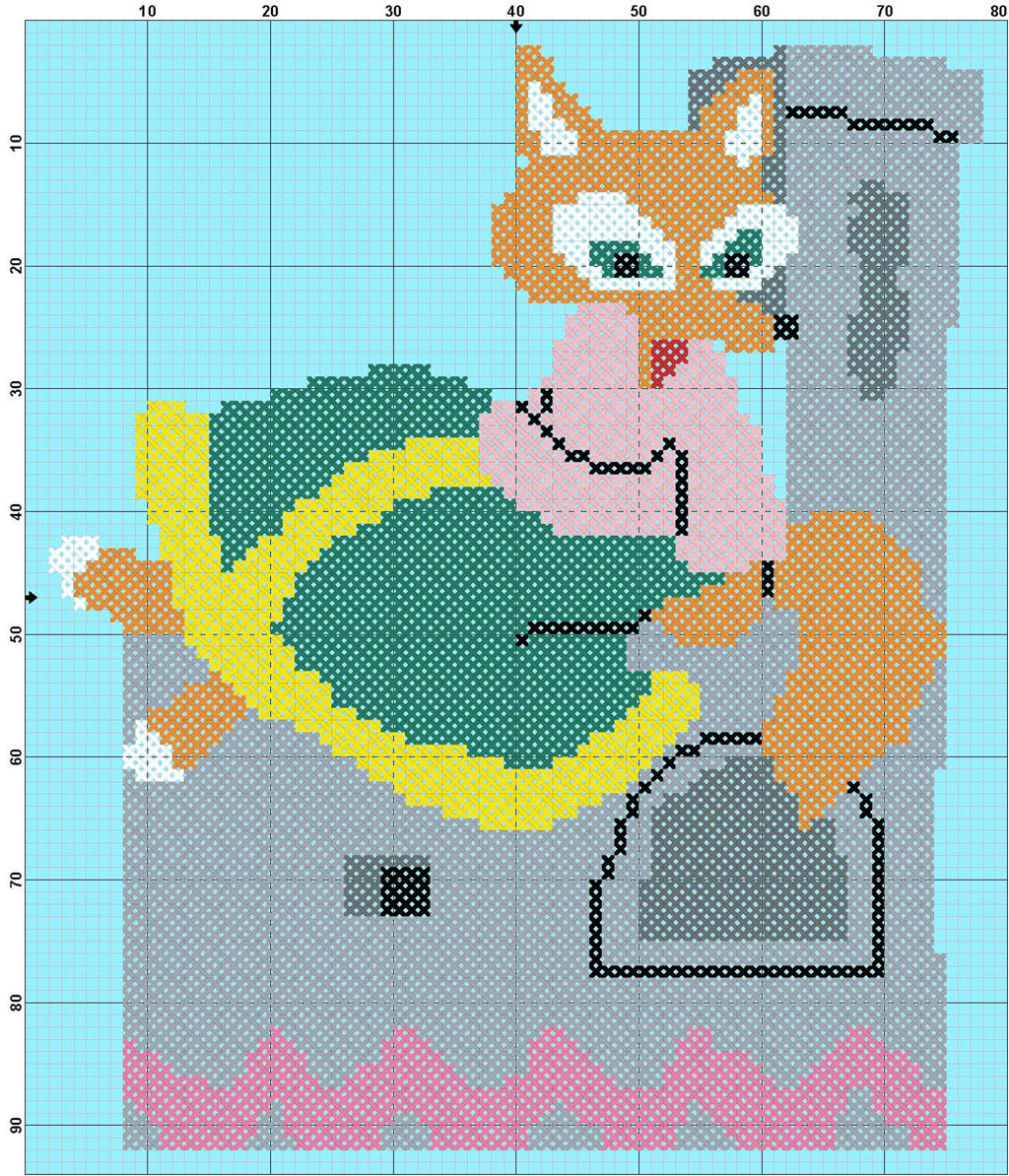 Размер 76 на 90 стежков, цветов 10.