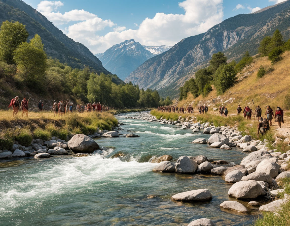 Вот так интерпретирует фразу "Рубикон перейден" нейросеть.