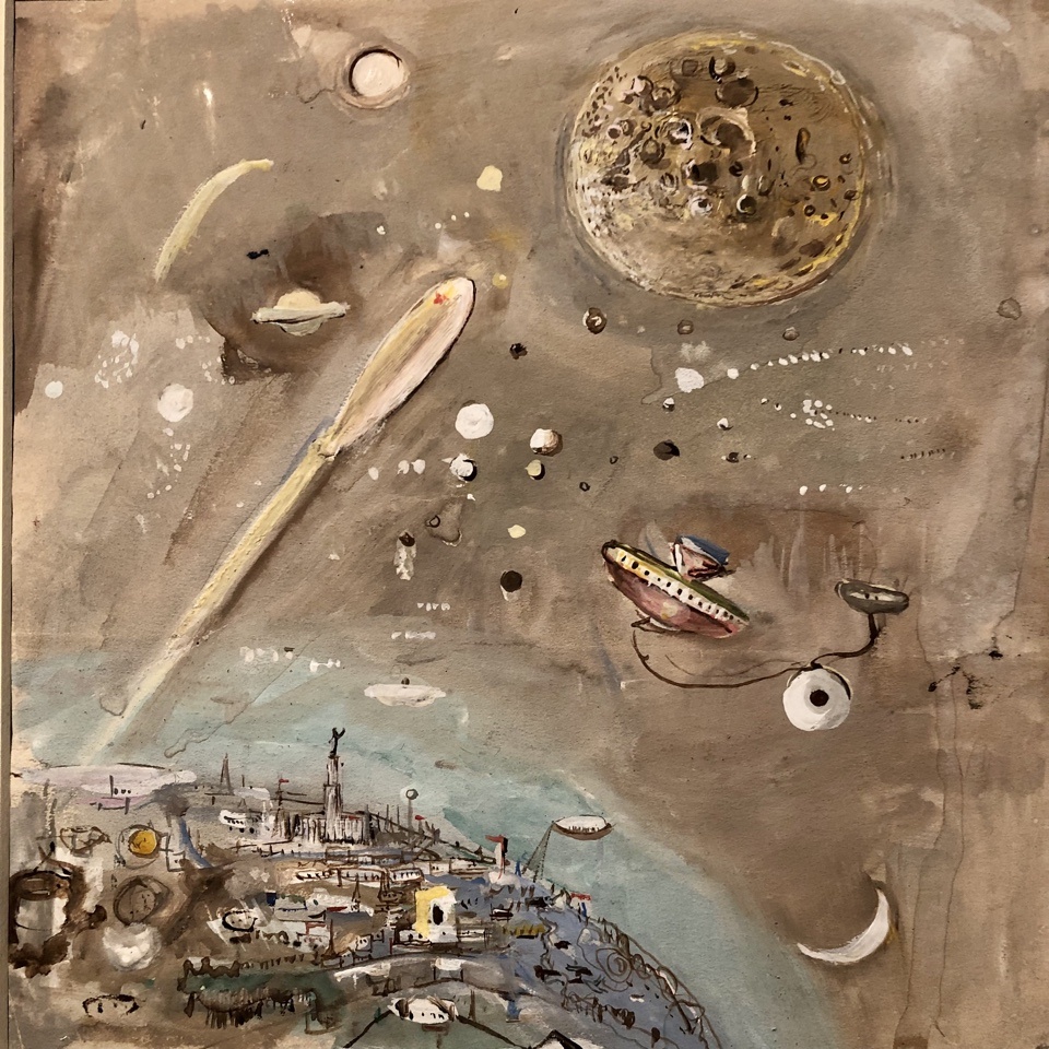 Полет на Луну. Фантазия. До настоящих космических полетов еще далеко, о них пока и речи нет, еще и телевидения не существует, радио и телефон недавно изобрели. 