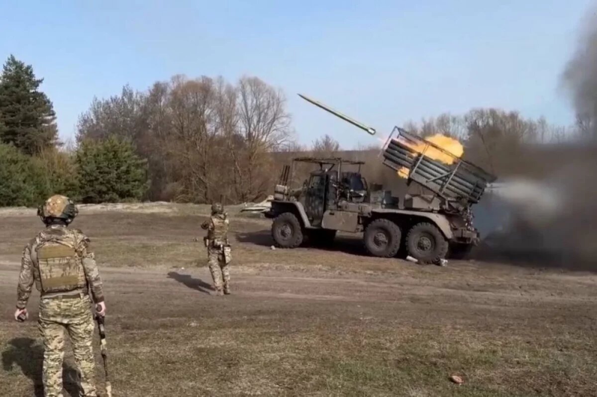    Работа РСЗО «Град».