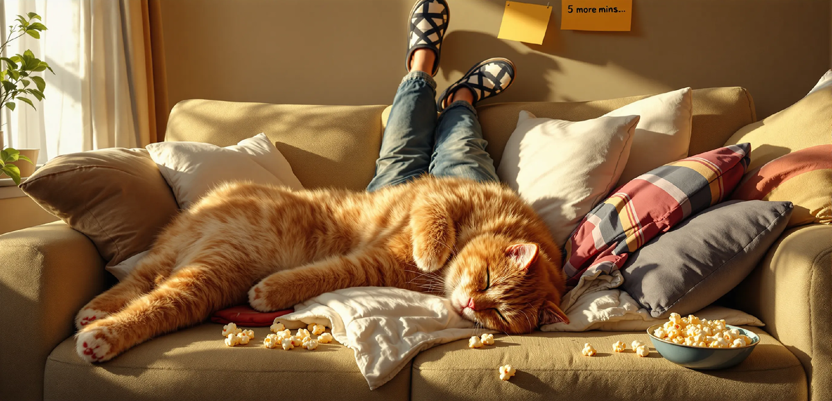 Обратите внимание - кот спит правильно! 