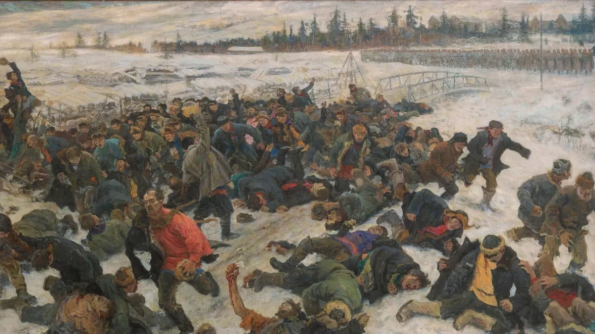 Картина А. Моравова «Ленский расстрел», 1923 год