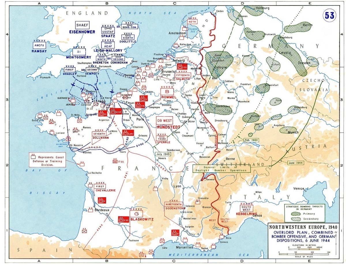 Положение союзников и немецких войск в Западной Европе на 6 июня 1944