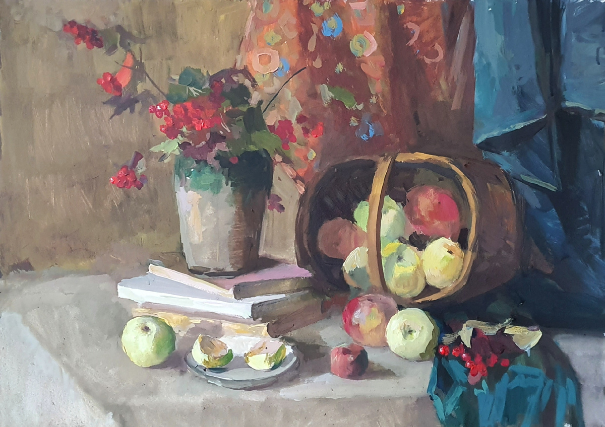 С. А. Родионова "Осенний натюрморт" бумага гуашь 60х80