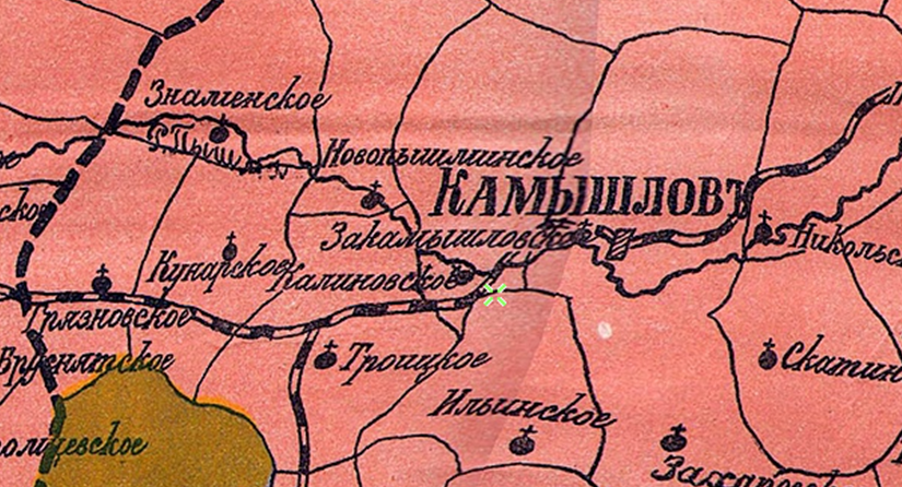 Фрагмент Карты Пермской губернии 1914 года