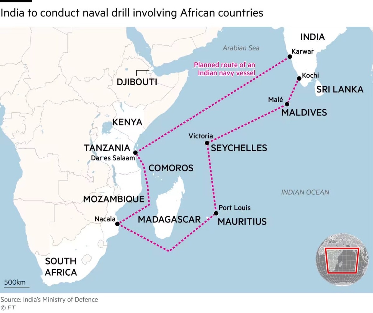 Африка проецирует на себя не только глобальные (Вашингтон vs Пекин), но и региональные конфликты. Яркий пример, это конкуренция арабских монархий на больших африканских просторах, Южной и Северной Корей, Парижа и Москвы (это мы хорошо знаком, еще со времен активной деятельности «группы Вагнер»), а также Индии и Китая.
К последнему можно отнести начавшиеся шестидневные учения, которые являются частью большой стратегии Нью-Дели по конкуренции с усиливающимся Китаем.
Учения проводятся совместно с Танзанией, участие в них принимают также восемь других стран, включая Кению, Джибути, Мадагаскар, Маврикий и Южную Африку (см. карту).

Нью-Дели внимательно следит за растущей торговой и военной активностью Китая в портах Африканского Рога и работает над усилением собственного присутствия. Морские учения «Ключевое морское взаимодействие между Африкой и Индией» (AIKEYME) являются одним из таких усилий.

Министр обороны Танзании Стергомена Лоуренс Такс (см. фото), открывая учения, подчеркнула «важность совместного участия» в борьбе с такими морскими угрозами, как пиратство и незаконная торговля. Индийский представитель Шри Санджай Сетх со своей стороны процитировал африканскую пословицу: «Если хочешь идти быстро, иди один. Если хочешь идти далеко, иди вместе».  
Подписывайтесь на наш телеграмм канал ❤️ https://t.me/afric_ylbIbka
#индия #танзания
