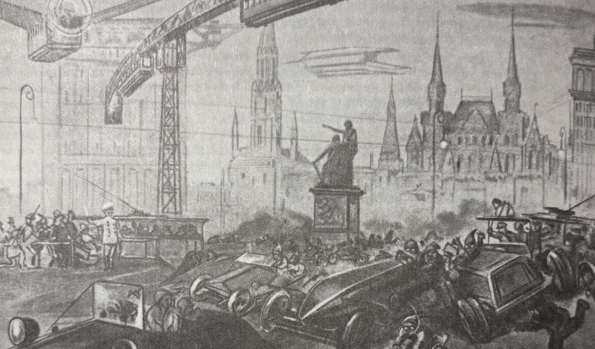 Красная площадь будущего на открытке начала XX века. Проект московского метро инженера Балинского. 1902 год