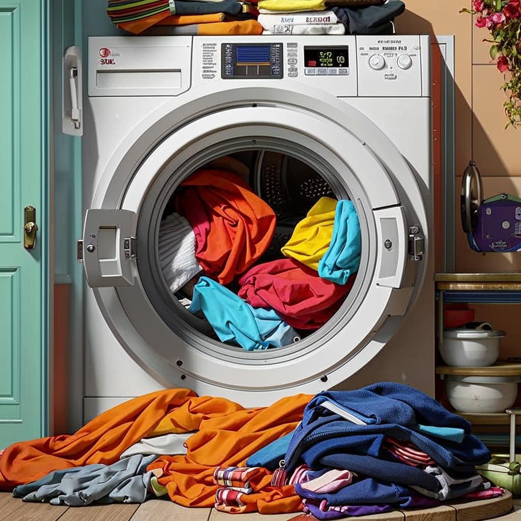 стиральная машина с бельем