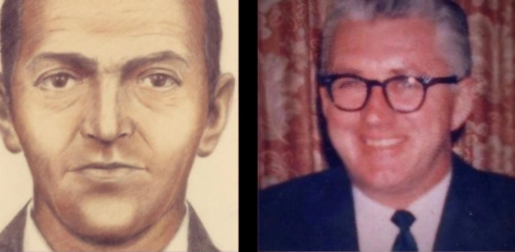 Полицейский портрет Д.Б. Купера и фотография Кеннета Плэйстеда