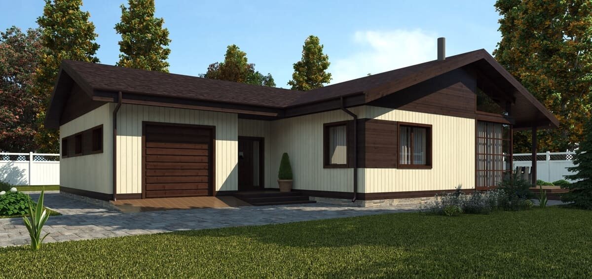 Внешний фасад деревянного дома по проекту "Эстония" компании NATURI