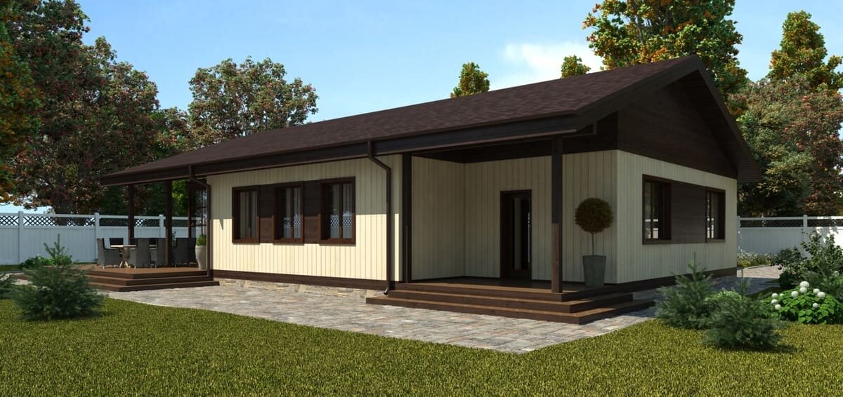 Обзор фасада загородного дома по проекту "Эстония" от NATURI