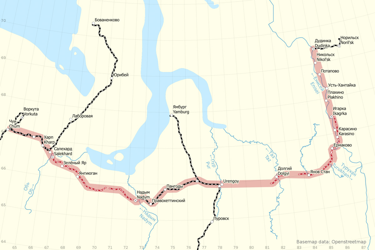 Трансполярная магистральная карта. Источник: OpenStreetMap / Wikimedia