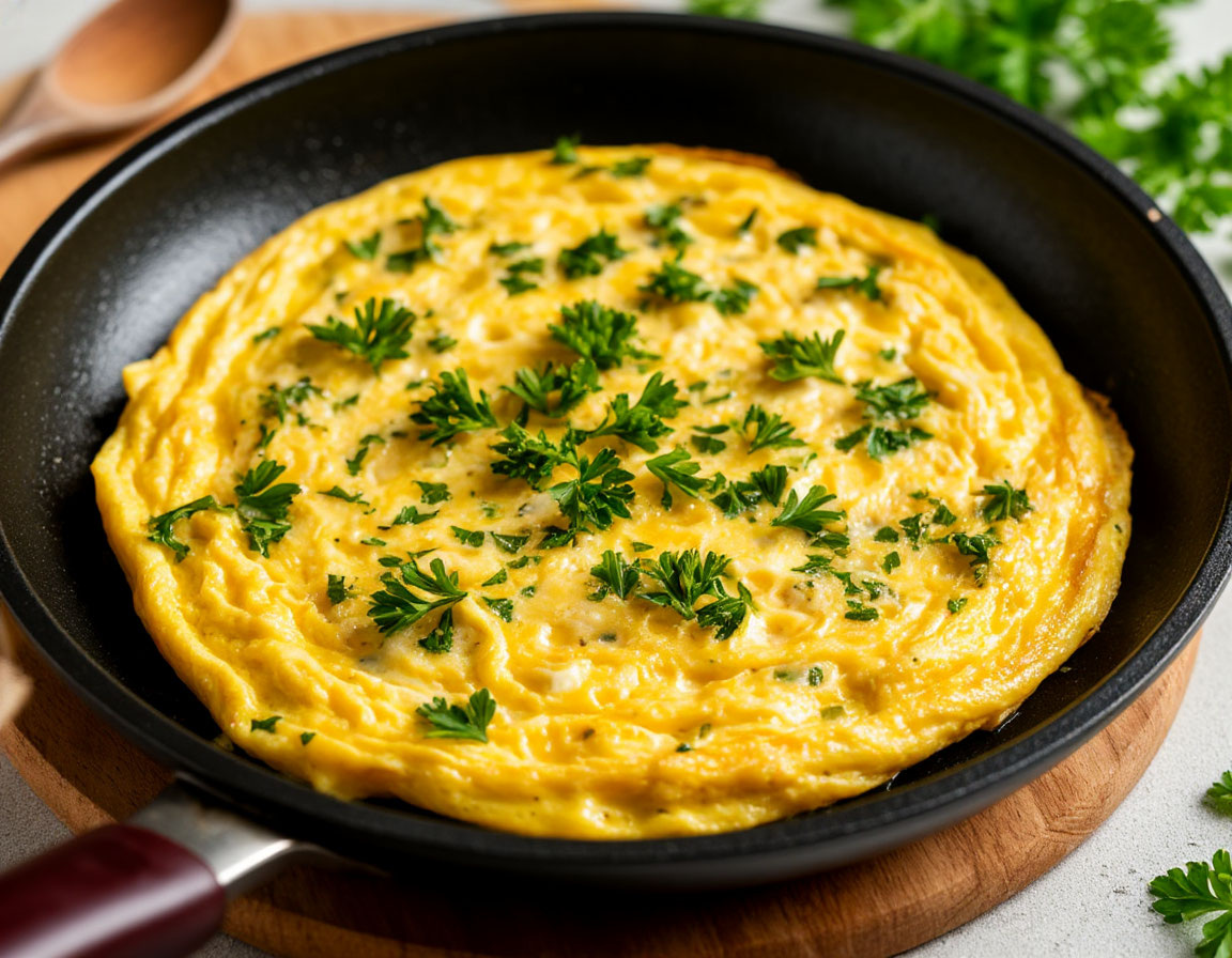 Омлет с помидорами и зеленью