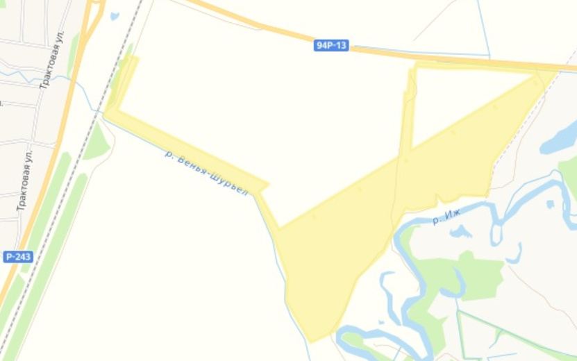  В пригороде Ижевска обустроят зону с площадками и инфраструктурой для различных производств. Фото: публичная кадастровая карта