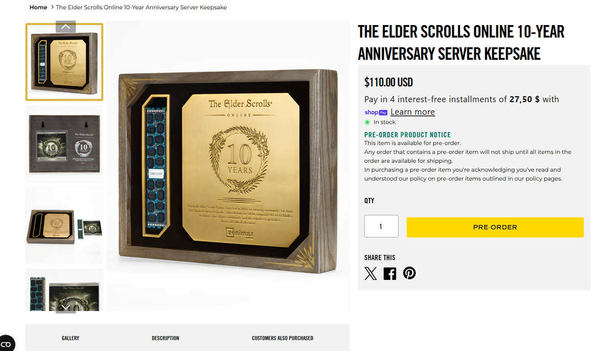 Кусочек Тамриэля за $110