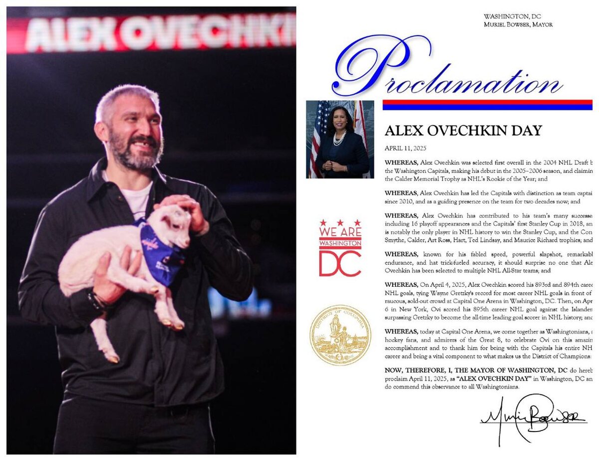 В столице США официально будут праздновать День Овечкина