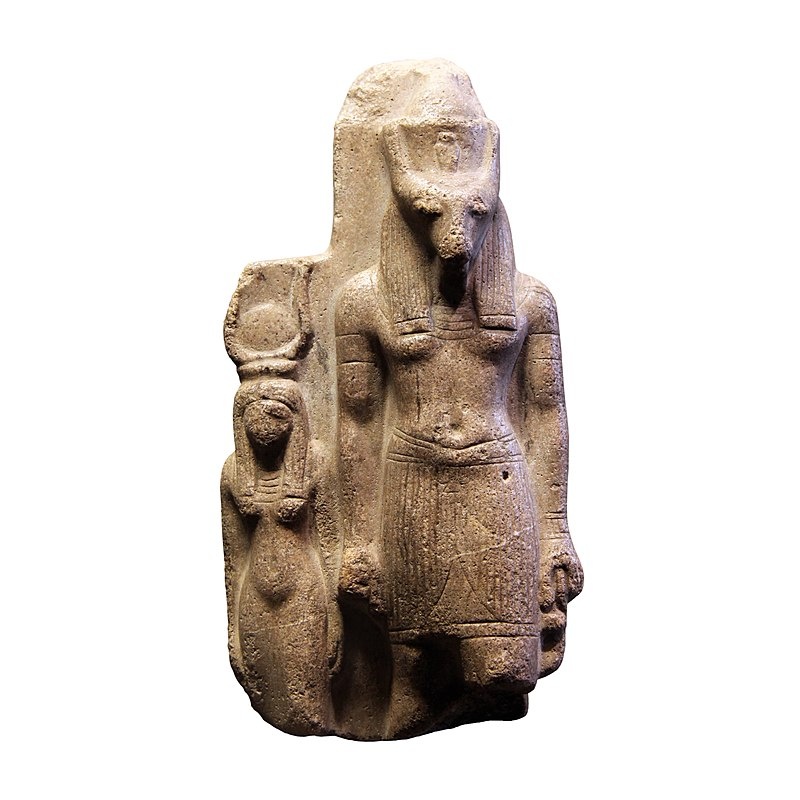 Нефтида и Сет, ок. 1279—1213 годы до н. э. Лувр. Величина фигур определяется важностью Сета в композиции.