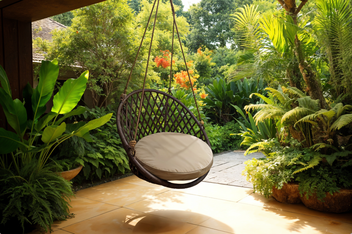 Подвесное кресло «Майорка» из искусственного ротанга. Выдерживает вес до 100 килограммов. Цена — 6200* рублей.