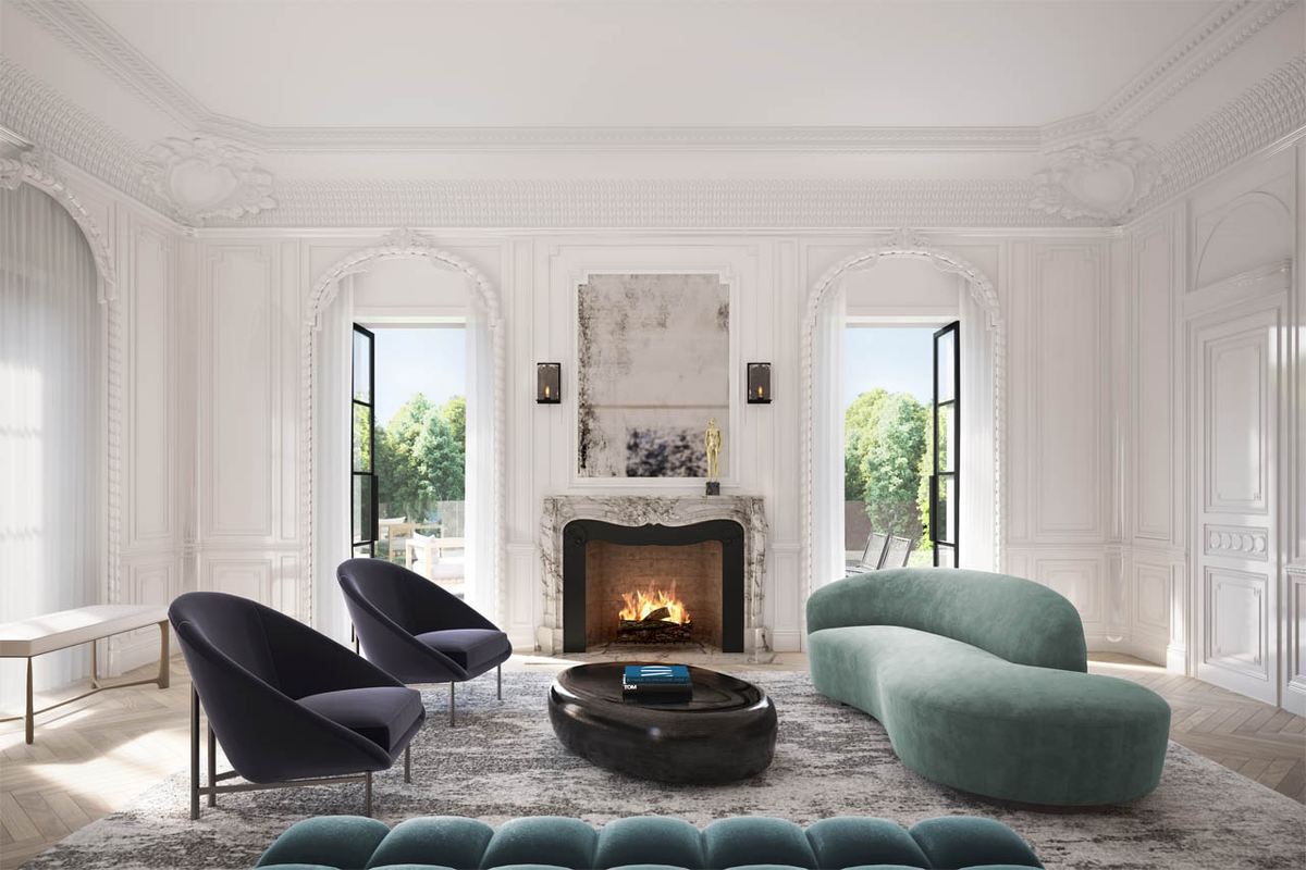 Комната с камином в поместье Оулвуд. 2021г.