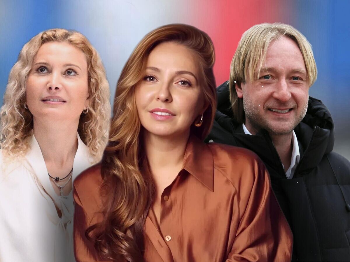    Этери Тутберидзе, Татьяна Навка и Евгений Плющенко© РИА Новости