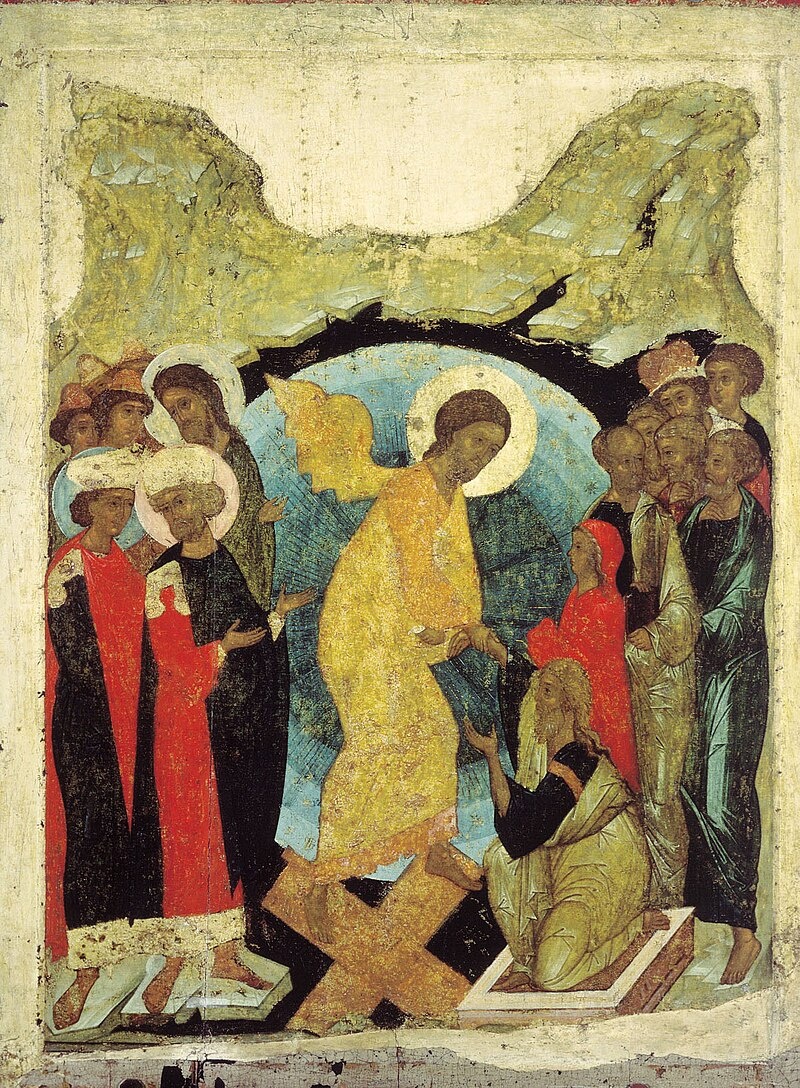 Воскресение Христово (Сошествие во ад). Икона Андрея Рублёва.