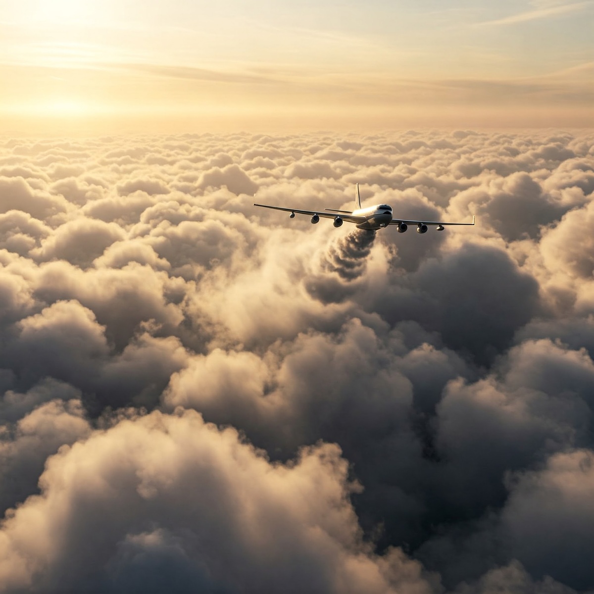 Самолёт, распыляющий реагенты в облаке