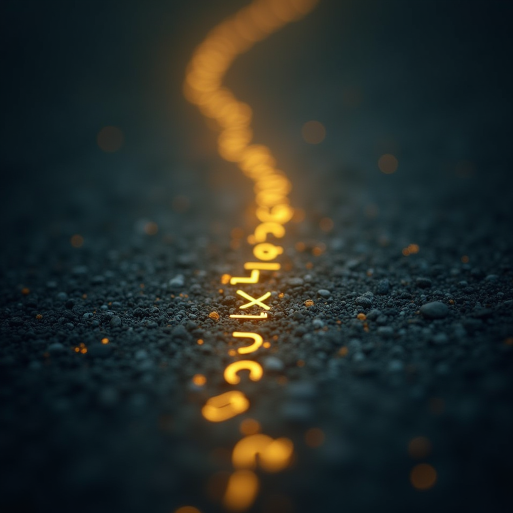 размытый текст с множеством слов, из которых одно — яркое, выделенное, как будто тянется за пределы картинки (визуально как бесконечная лента). Можно добавить загадочный смайлик 🤔 и вопрос: «А вы знали это слово?». Цветовая гамма — мягкая, но контрастная, с элементами интриги (чёрный + жёлтый или тёплый синий).