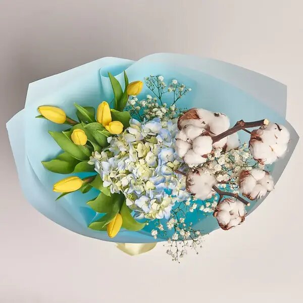   Весенний букет с хлопком от AzaliaNow Мария Казённова