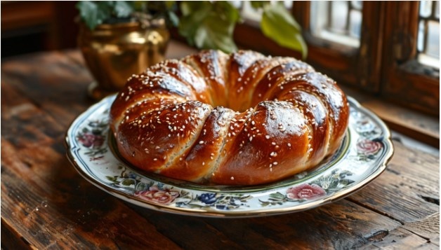 В центр выпечки греки выкладывают крашенные яйца