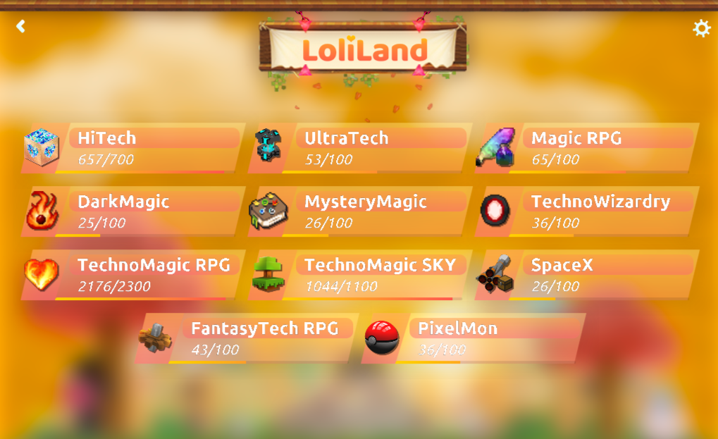 Скриншот главного меню лаунчера LoliLand