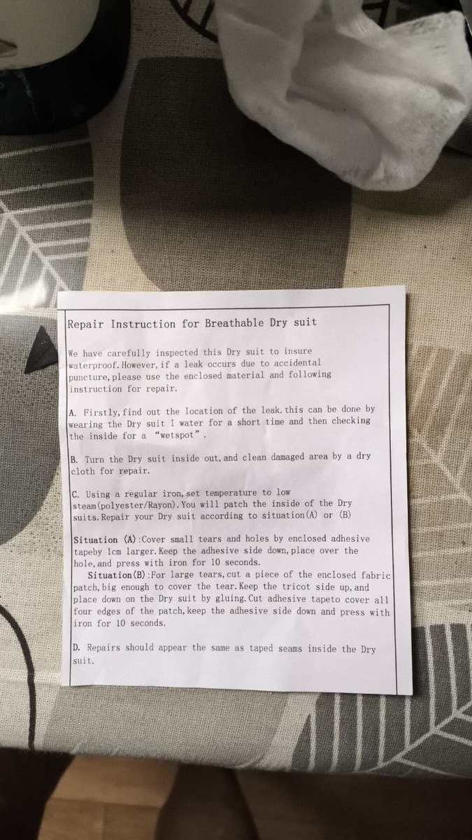 Инструкция из рем. набора от костюма