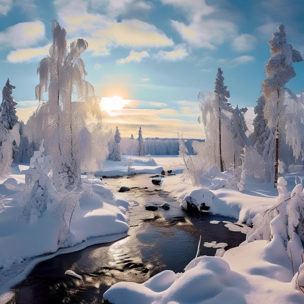 Март в Карелии, картинка создана ИИ
