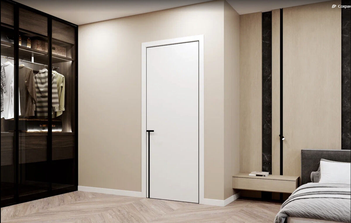 Межкомнатная дверь Estet 1, Экошпон, Софт маус, Кромка черная