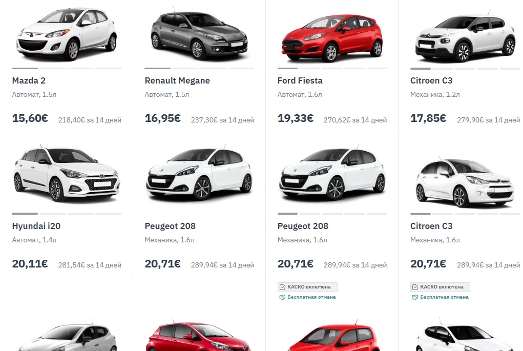 Разнообразие машин для аренды в Черногории