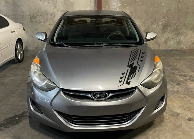 Декорационная наклейка на капоте машины