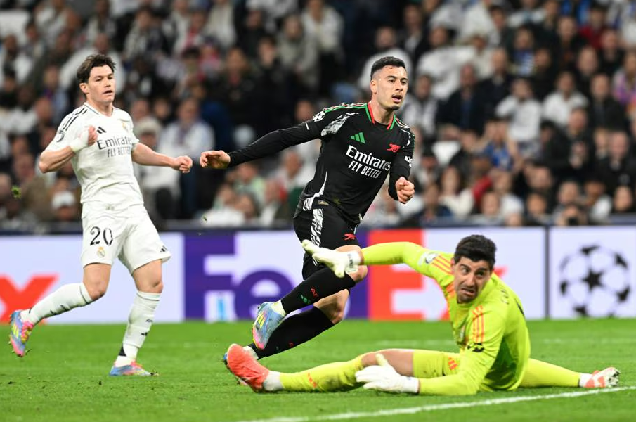 Габриэл Мартинелли победным мячом в ворота Тибо Куртуа подвел черту под выступлениями "Реала" в Лиге чемпионов-2024/25. Фото: УЕФА