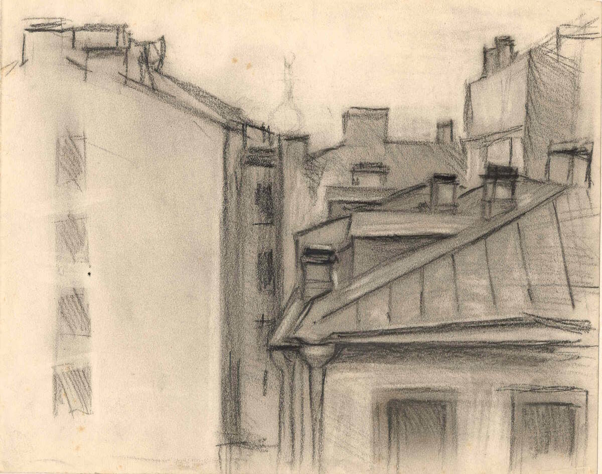 Вид из окна. Ленинград. 1925. Рисунок В. Житомирского

