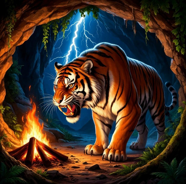 Саблезубый тигр. Создано в Шедеврум.