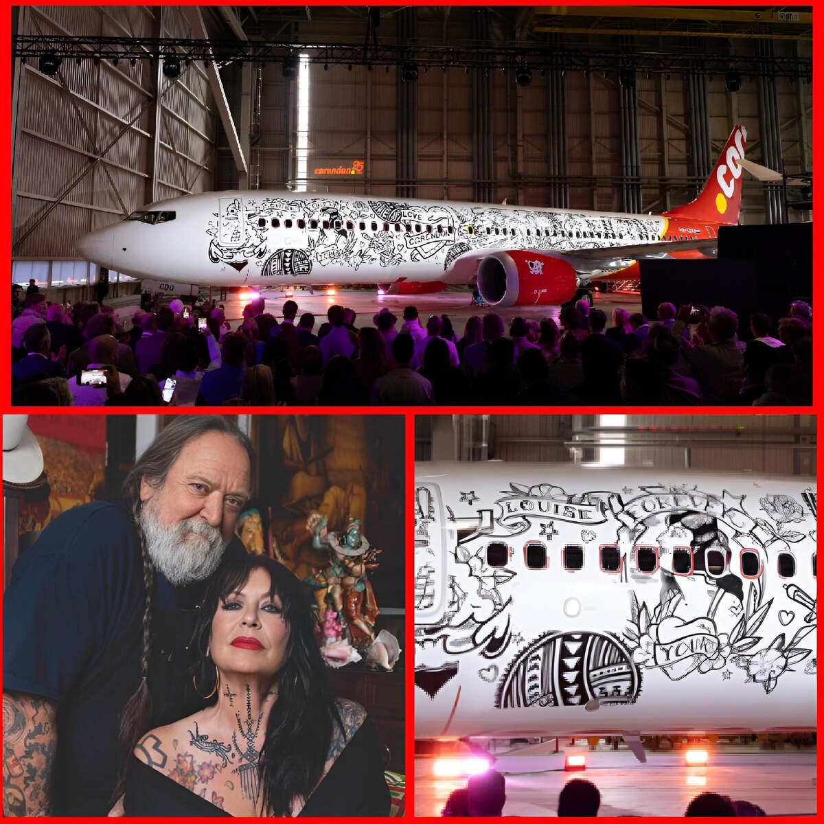 Первый в мире татуированный самолет назвали "Сладкой Луизой" в честь жены татуировщика Хенка Шифмахера. Олдскуловский портрет Луизы на фюзеляже тоже есть)))