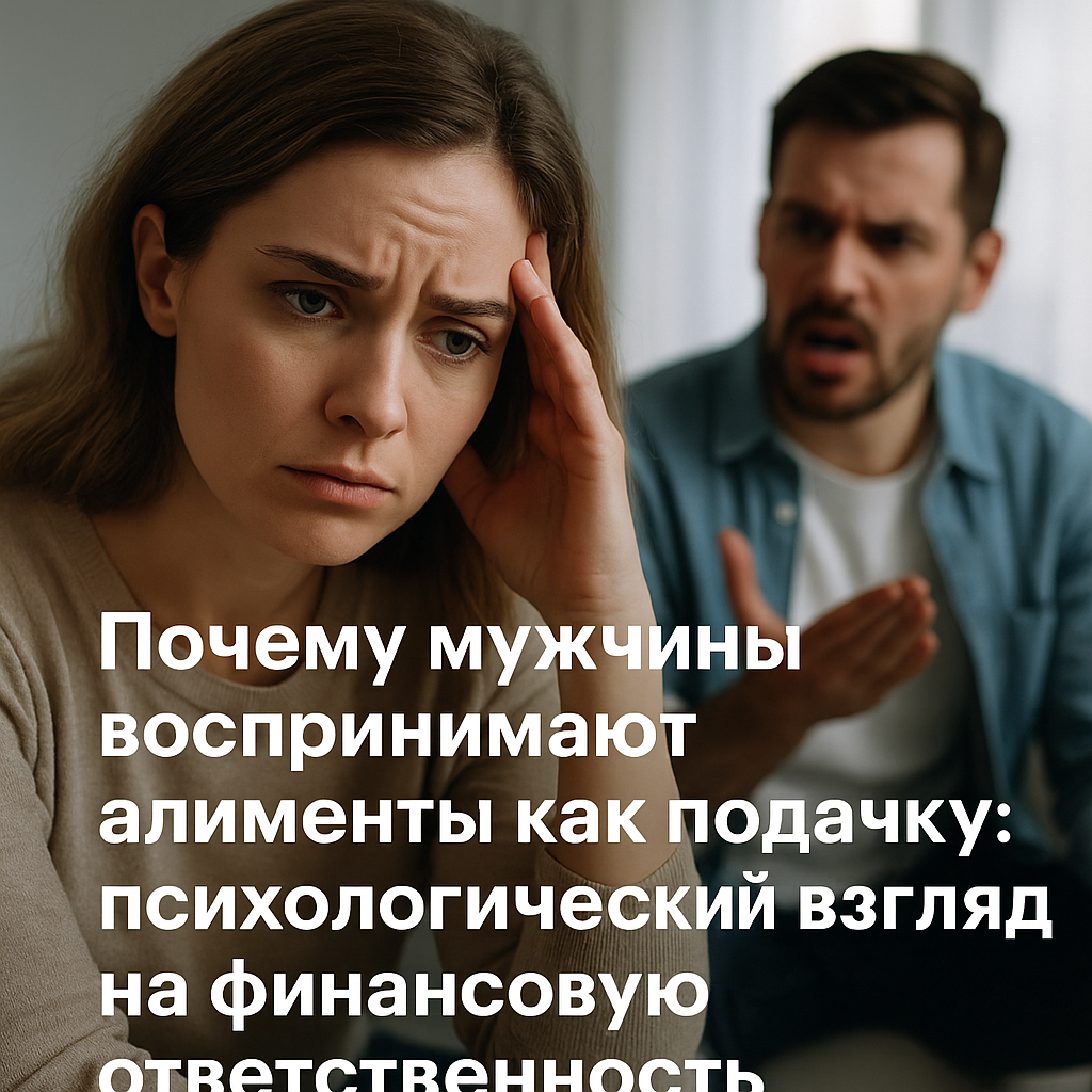 На изображении — уставшая женщина с тревогой на лице сидит на переднем плане, облокотившись на руку. На заднем плане размыто виден мужчина, жестами выражающий раздражение. Сцена передаёт эмоциональное напряжение, типичное для конфликтных ситуаций после развода. 