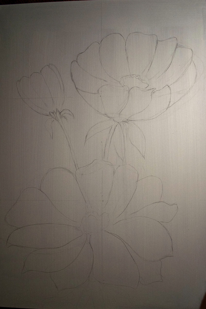 Набросок картины «Белая ночь» и формирование композиции. Фотография автора статьи. 