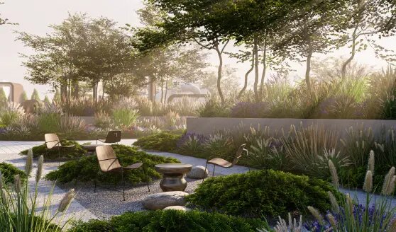 Проект двора-сада в комплексе клубных домв
Изображение с сайта компекса: https://nikolskaya-collection.ru/