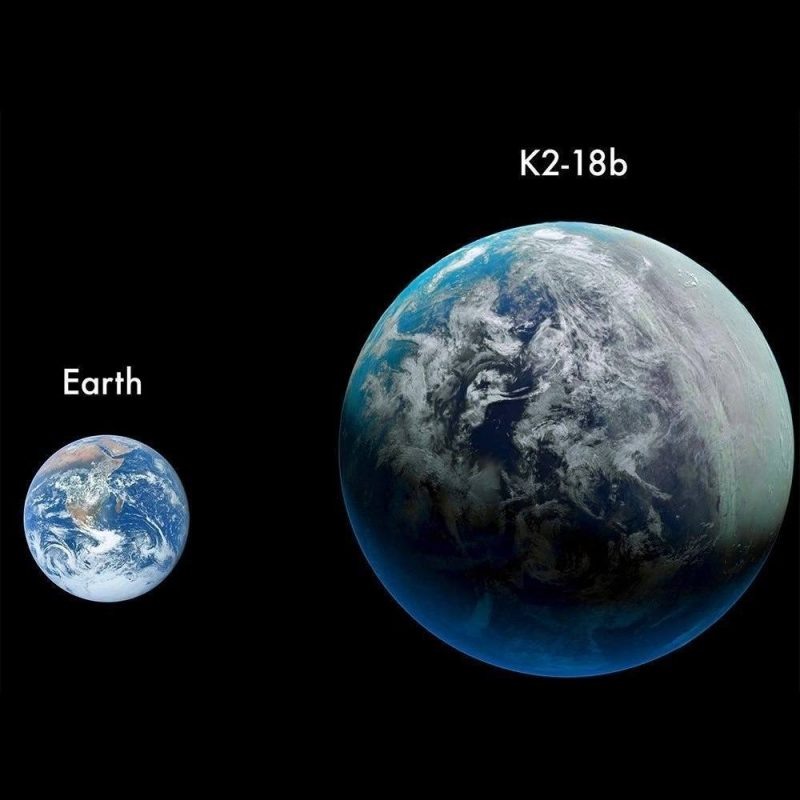   Сравнение размеров Земли и K2-18b. Источник: NewScientist.com