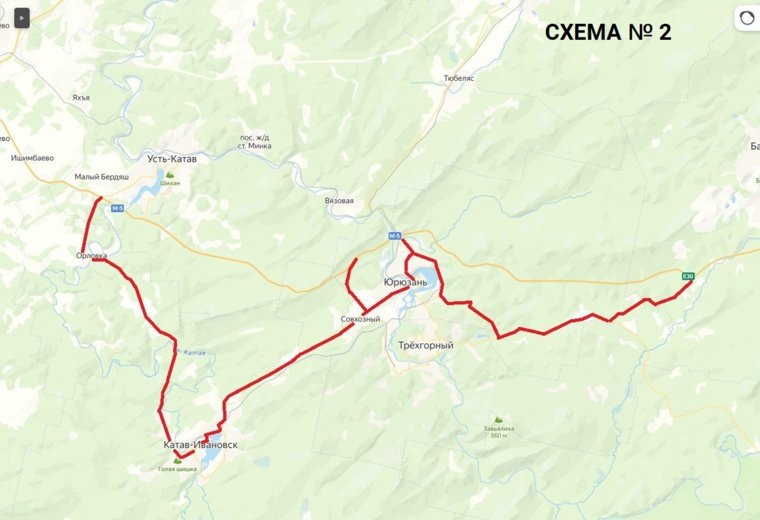 Схема объезда затрудненного участка. Фото: пресс-служба министерства дорожного хозяйства и транспорта Челябинской области