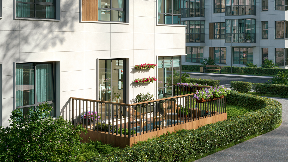 Терраса-патио в жилом квартале PLUS Пулковский 