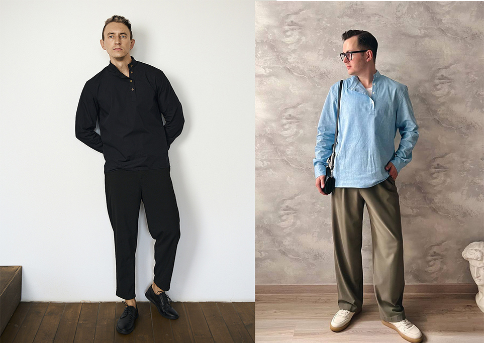 Образы косоворотки с широкими брюками Глеб Галенко и Даниил Комиссаров